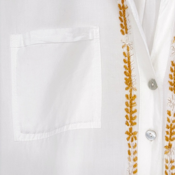 SUBTLE LUXURY | Maxi Button Down Boyfriend Kaftan Dress with Embroidery | Sz S/M - Picture 6 of 14